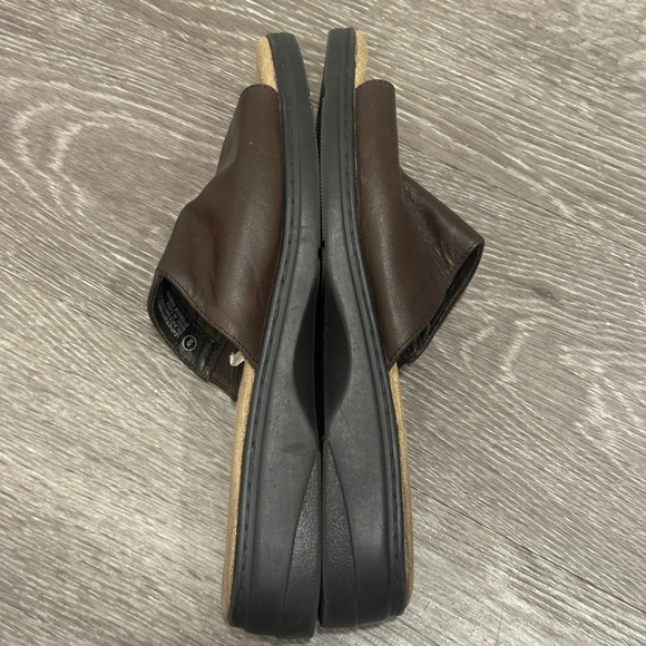 VTG 90s Cherokee Roberta Brown Leather Slide Sandals Wedge Mules 9 Boho Grunge - Picture 5 of 9